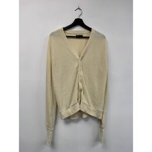 Vintage JCPenney Cardigan Sweater Mens Medium Cream Orlon Acrylic Knit 70s‎